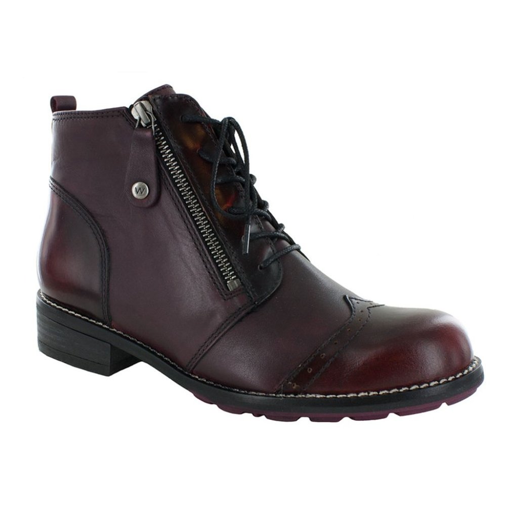 WOLKY 4440 Millstream Boots Size 38 Dark Burgundy Red Leather